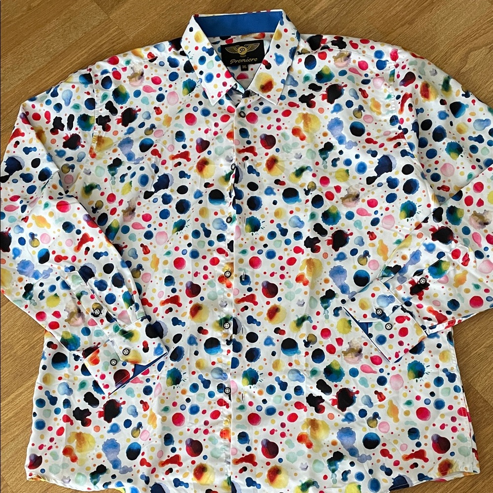 Premier Multicolor Polka Dot Casual Button Down Shirt